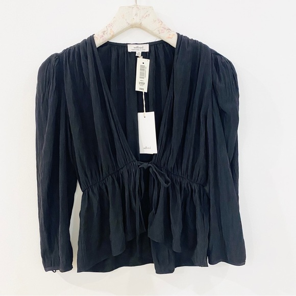 Aritzia Wilfred black tie blouse - Picture 3 of 11